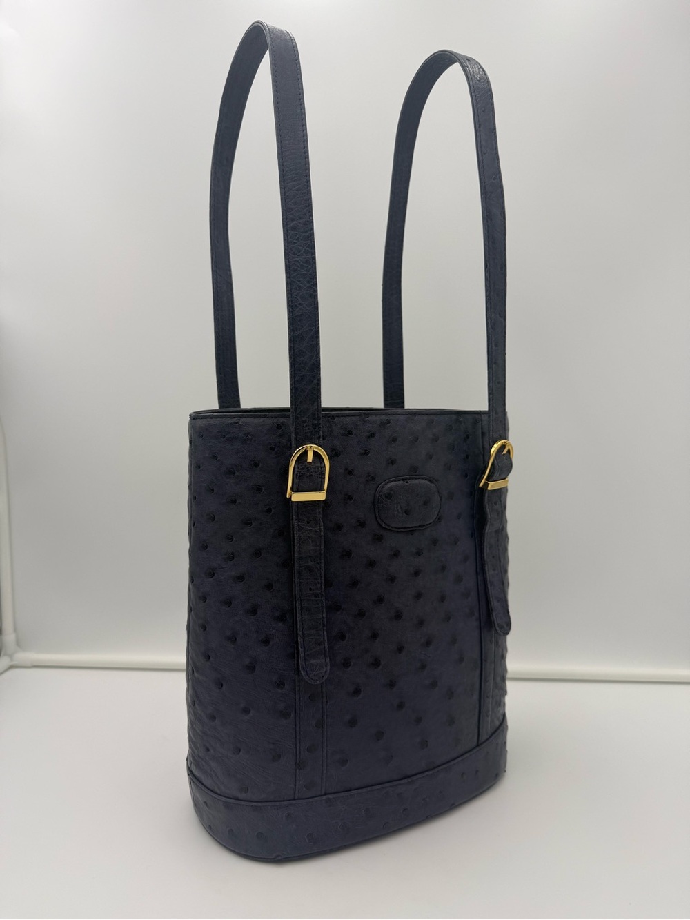 JRA • Blue Exotic Genuine OSTRICH Blue Bucket 24 Shoulder Bag - Made in JAPAN - Picture 5 of 16